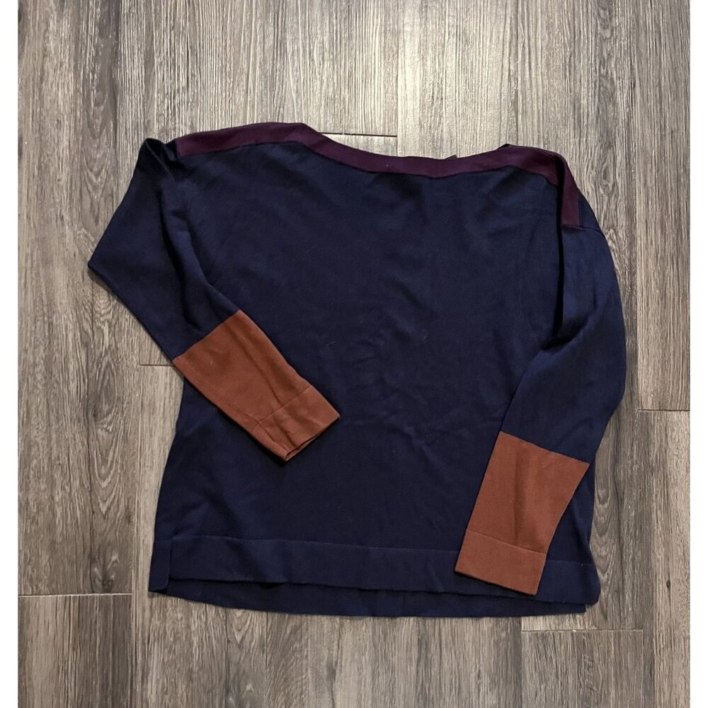 Eileen Fisher‎ Oversized Fit Color Block Long Sleeve Light Sweater Size XS